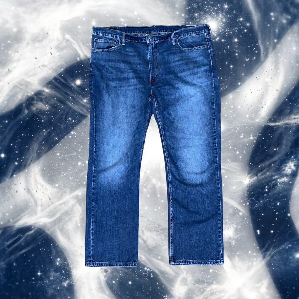 Levis 514 Mens 42x30 Straight Fit Blue Denim Jeans Stretch Medium Wash Pants